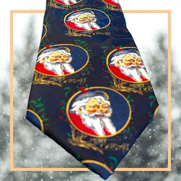 SANTA CLAUS Tie by Jingle Bells ~ MERRY CHRISTMAS Keith Daniels Design BLUE *NWT - Picture 3 of 7